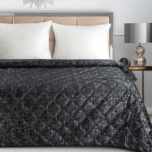 Quilted Velvet Bedspread 200 x 220 Blink6 Black