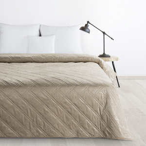 Quilted Velvet Bedspread 200 x 220 Luiz Blink Beige