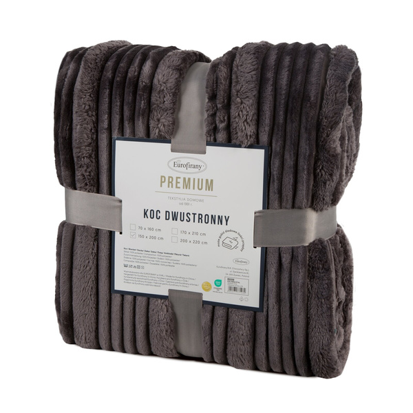 Koc 200 x 220 Flanelowy Tłoczony Nina Stal