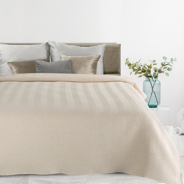 Bedspread 220 x 240 Quilted Linen3 Cream