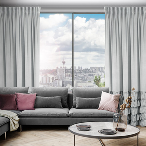 Zasłona 140 x 250 Welwet z Falbaną Dani Srebrny