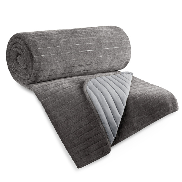 Narzuta 220 x 240 Pikowana Pasy Glori Stal
