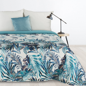 Bedspread 170 x 210 Quilted Pilar White+Turquoise