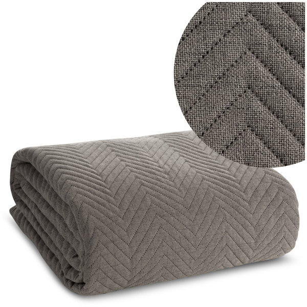Bedspread 220 x 240 Quilted Len3 Ashen