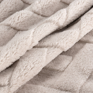 Koc 70 x 160 Pluszowy Jodełka Caro Beż