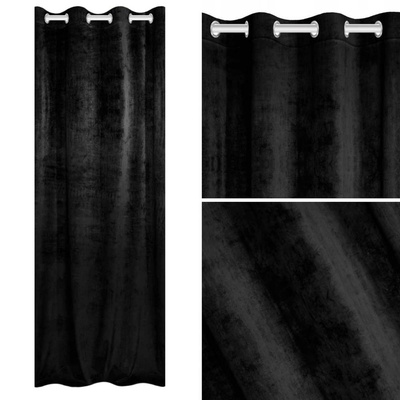Zasłona 140 x 250 Dekoracyjna Velvet Soft Czarny