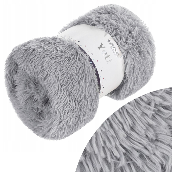 70 x 150 Italian Fur Yeti Grey Blanket