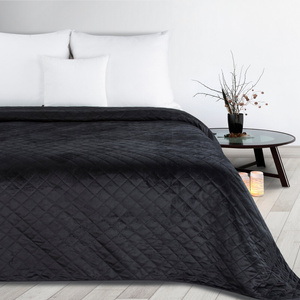 220 x 240 Quilted Velvet Luiz5 Bedspread Black
