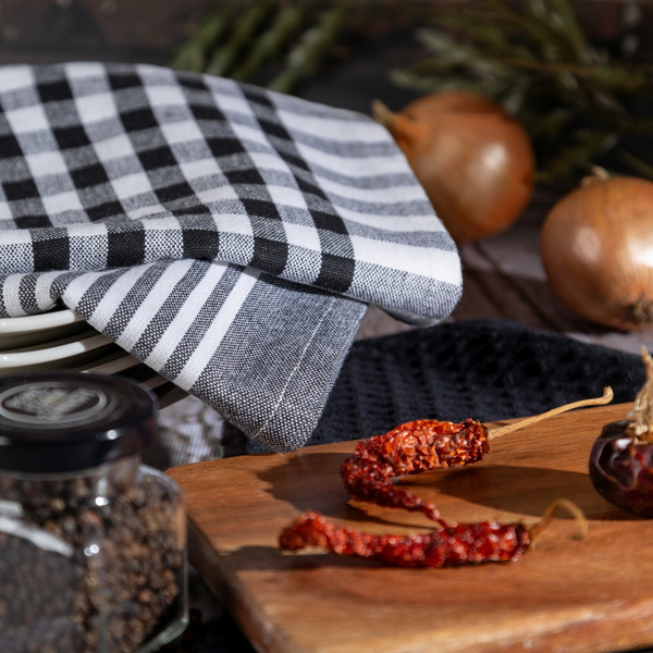 Set of 3 Cloths 50 x 70 Cotton Lucy Steel