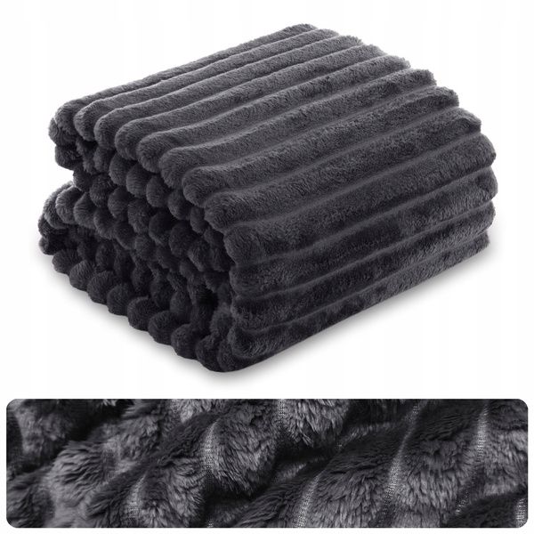 Koc 160 x 200  Mikrofibra Tłoczona Pasy Nuvio 03