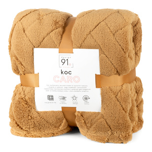 Koc 150 x 200 Pluszowy Jodełka Caro Miód