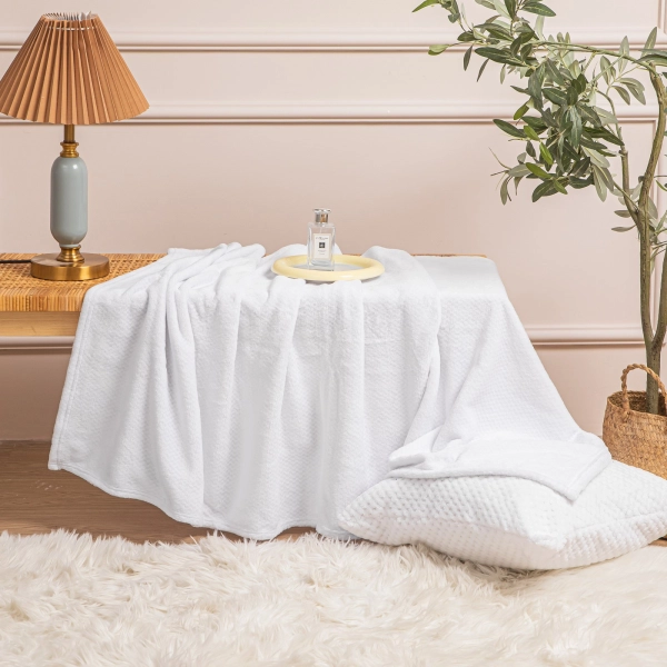 70 x 150 Plush Microfiber Willy White Blanket