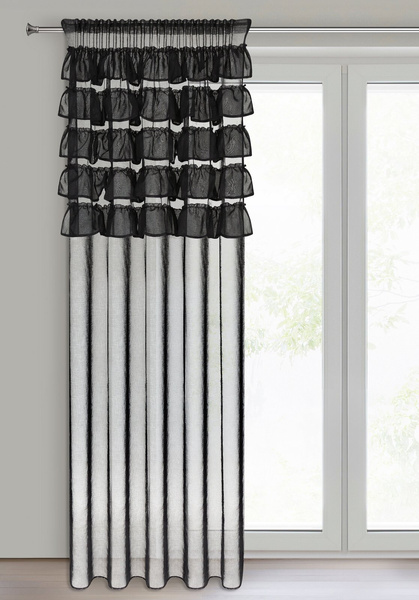 Firana 140 x 270 Dekoracyjna Gotowa Aura Czarny