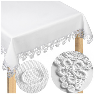 Stainproof Tablecloth with Guipure Lace White 140x140