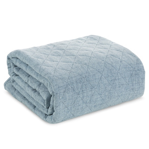 Bedspread 170 x 210 Quilted Len1 Blue
