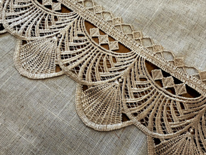 Stain-Resistant Tablecloth 130 x 180 with Lace 2018 Beige