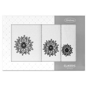 Komplet Ręczników 3szt. Rosette 380 Biały+Czarny