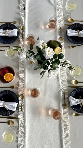 Bieżnik 40 x 160 Dekoracyjny z Falbankami Ligia 01