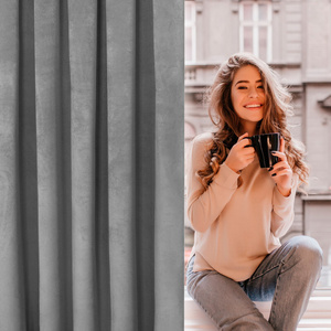 Curtain 140 x 250 Decorative Velvet Rosa Steel