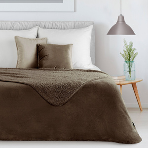 Koc 200 x 220 Mikrofibra Dwustronny Tedy C.Brąz