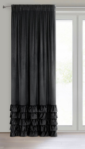 Curtain 140 x 270 Velvet with Ruffle Dani Black