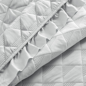 Quilted Bedspread 220 x 240 with Ruffle Vanesa Silver