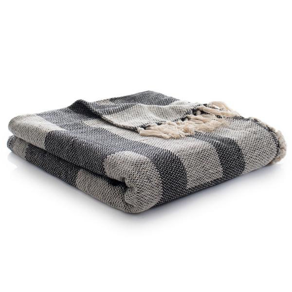 Koc 150 x 200 Bawełniany Boho Aredo 11 Czarny