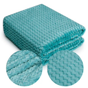 Blanket 200 x 220 Microfiber Embossed Zigzag Azure