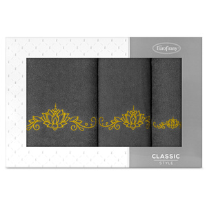 Komplet Ręczników 3szt. Liliana 380 Stal+Musztarda