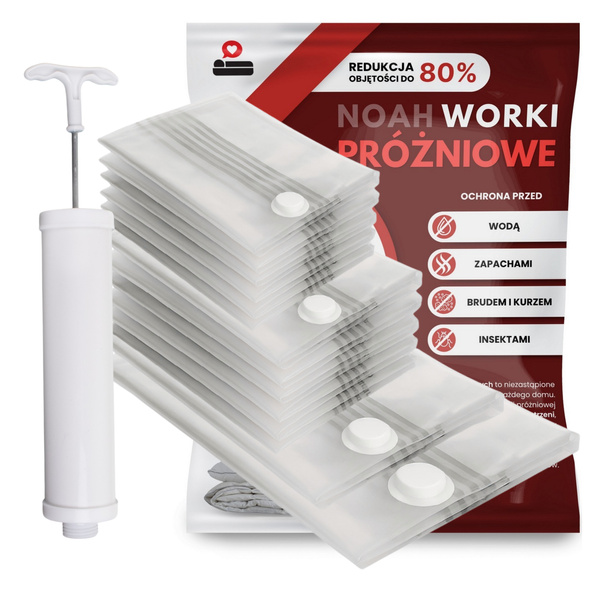 Zestaw Worków Próżniowych 12 szt Noah + Pompka