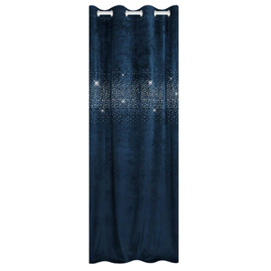 Curtain 140 x 250 Decorative Velour Shiny Navy Blue