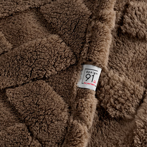 Koc 200 x 220 Pluszowy Jodełka Caro C.Brąz