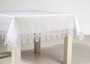 Stainproof Tablecloth with Guipure Lace White 140x290