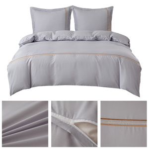 Pościel 200 x 220 3cz Gładka Z Haftem Lumera 05