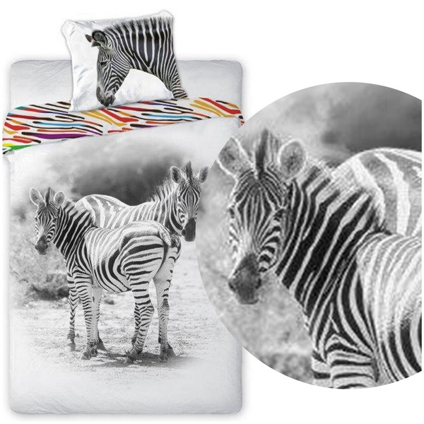 Pościel Młodzieżowa Bawełniana 367 Zebra 140x200NP 2 części 70x90