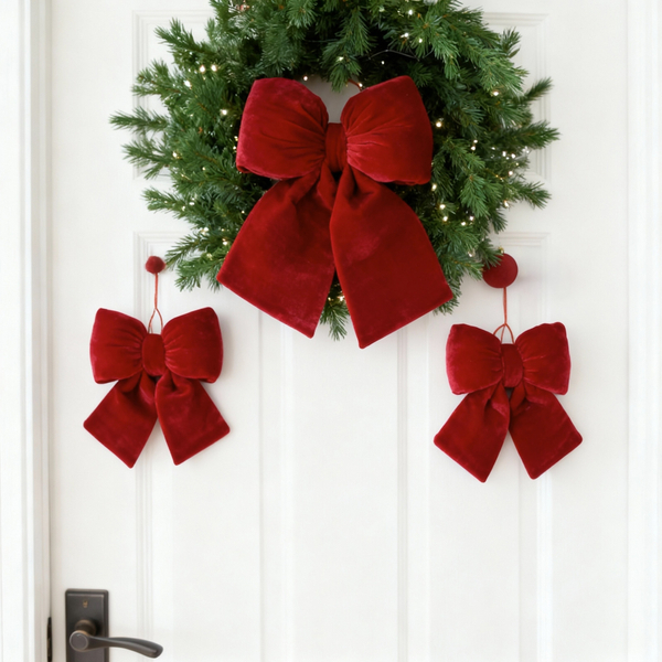 Holly Bow 01 29 x 33 Christmas Velour Bow