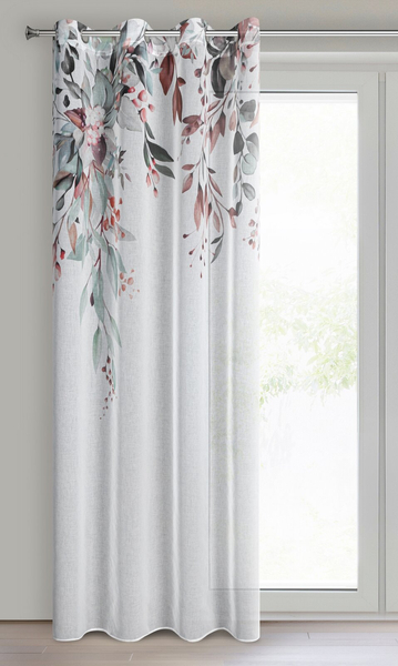 Zasłona 140 x 260 Dekoracyjna 2 szt Meg Biały+Ziel