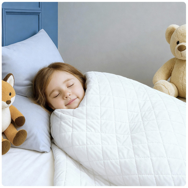 Kołdra 90x120 Obciążeniowa Sensoryczna dla Dzieci Biała Nel2 4 kg