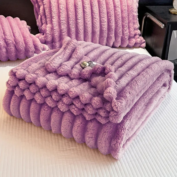 Koc 160 x 200 Mikrofibra Pluszowy Pasy Shirley 03