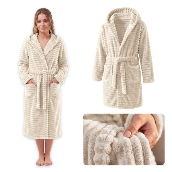 Szlafrok Mikrofibra Pasy Unisex Velar XXL 05 Krem