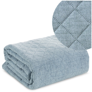 Bedspread 220 x 240 Quilted Linen1 Blue