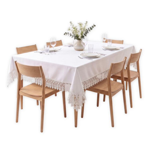 Obrus 100x100 Plamoodporny z Gipiurą Elia Biel 01