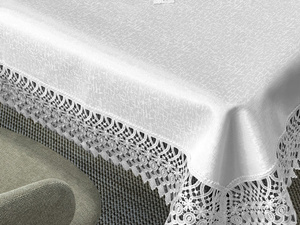 Stain-Resistant Tablecloth 150 x 400 with Lace 2017 White