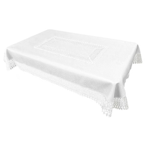 Stain-Resistant Tablecloth 150 x 400 with Lace 2017 White