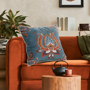 Poszewka 45 x 45 Dekoracyjna Len 11 Turkus+Poma