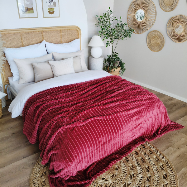 Blanket 200 x 220 Microfiber Stamped Stripes Nuvio 12