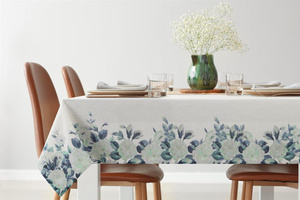 Tablecloth 140 x 300 Decorative Natu8 White+Green