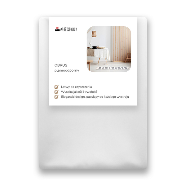 Obrus 140x200 Plamoodporny Klasyczny Savio Biały