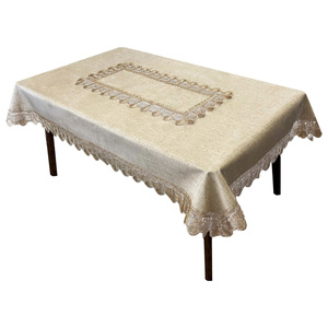 Stain-Resistant Tablecloth 130 x 180 with Lace 2018 Beige