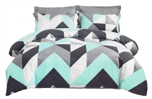 Cotton Satin Bedding in Zigzags Double-sided A730 160x200NP 3 parts